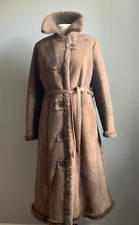 VINTAGE SHEEPSKIN SHEARLING COAT 12 14 BAILEYS BAILYS long military trench boho