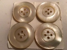 4 White Mother of Pearl Buttons, large size 