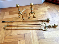 Vintage Solid Brass Fire Dogs