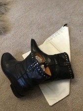 Isabel Marant Black calf leather studded godillot boots.style 108/K