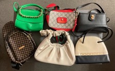 STUNNING GROUP OF 6 X BRAND NEW WITHOUT TAGS SMALL LEATHER HANDBAGS.SEE ALL PICS