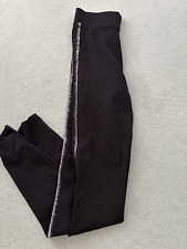 Ladies Size 6 MARKS AND SPENCER Black Velour Leggings With Glitter Striped Side