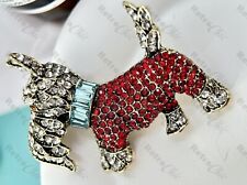 RETRO CHIC Scottish Terrier PIN BROOCH Antique Style DOG Austrian Crystal Vtg