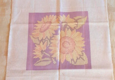 Yellow & Mauve Sunflower Design Pre-Printed Cross Stitch Aida Only  27 x 27cm ap