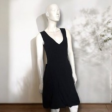 SARAH PACINI Black Wool Tailored Balloon Hem Unusual Lagenlook Dress M 10 12
