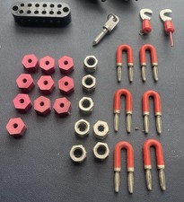 Vintage Military Test Connectors Lot, Block, Banana Plug Jumpers, Insulated Nuts