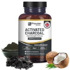 Activated Charcoal 200 Vegan Capsules | Relief Gas & Bloating | by Prowise UK