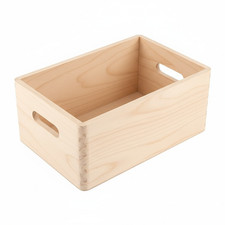 Wooden Storage Box 30x20x14cm Pine Crate with Handles Open Top for Crafts