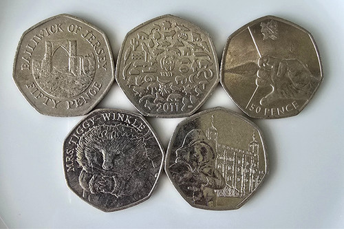 British 50p coin - british,