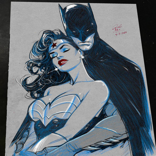 Batman art print signed 5x11 - art,