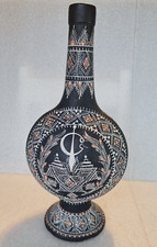 Large Signed Terracotta Moon Flask Vase / Urn, Middle East / Morocco?