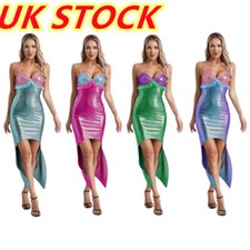 UK Womens Sexy Mermaid Costume Adult Fish Scales Print Fishtail Dress Skirts