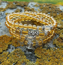 Yellow Sapphire Tibetan 108 Mala Buddhist Glass Prayer Beads Bracelet Quartz UK