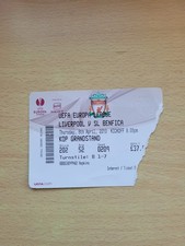 Liverpool V Benfica Ticket Stub From Europa League 2010