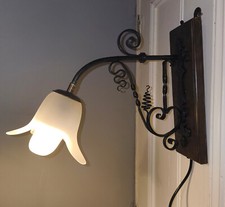 Antique Arts & Crafts Wrought Iron Wall Bracket Light - Unique