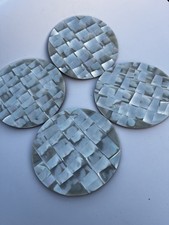Non-Slip Handmade Mother of Pearl  10cm Decorative Drink Coasters Set of 4 Round