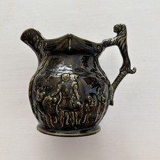 Vintage Olive Green Ceramic Pitcher / Jug By Arthur Wood England Lion Handle