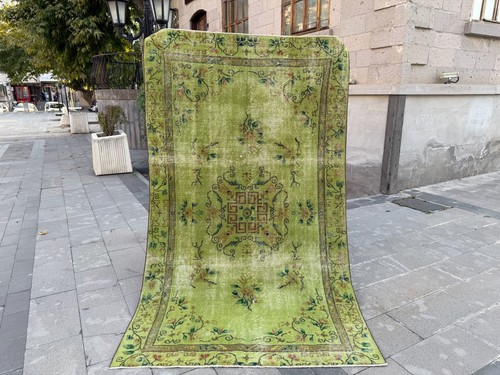 Lime green oushak rug - green, ft