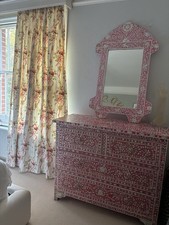 VINTAGE FRENCH ROSE COUNTRY CHIC CABBAGES ROSES PINK BLOOMS AND FLORAL CURTAINS