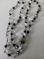 Vintage Rock Crystal & French Jet Wire Strung Necklace