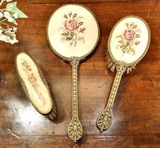 VINTAGE Petit Point "REGENT" DRESSING TABLE VANITY SET - Exc. Brass Mounts