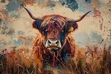 Highland cow animal canvas - cow,