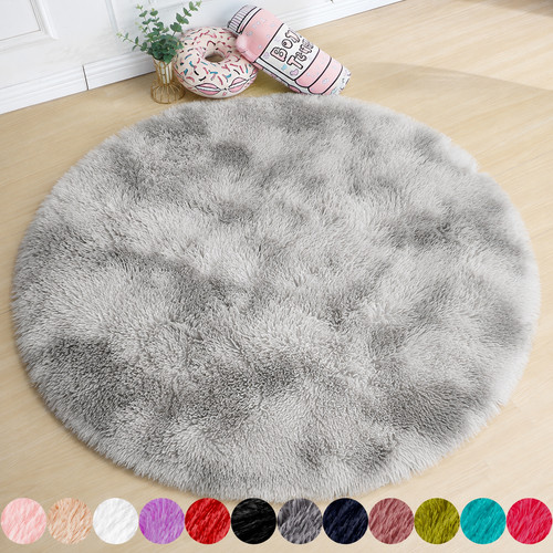Circle round shaggy rug - rug, living