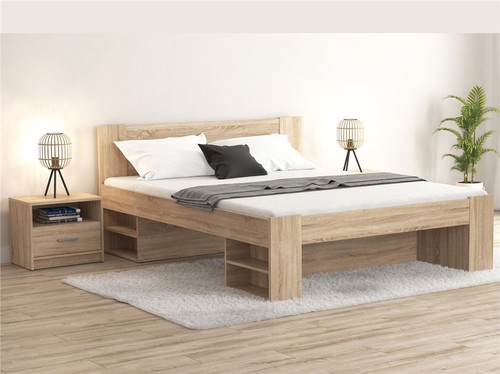 King size bed frame shelves - bed,