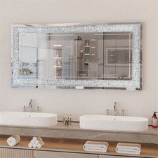 120cm Extra Large Diamond Crushed Mirror Full Body Glitter Jewelled Wall Mirror