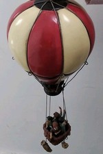 Vintage Hot Air Balloon Model Red & White Wide Striped Hanging Ceiling...
