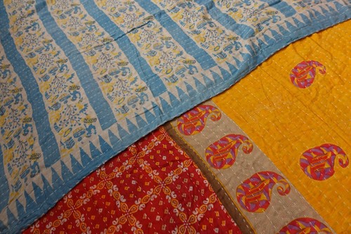 Vintage sari throw reversible - sari,