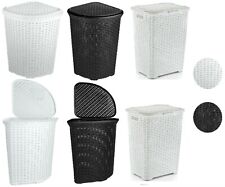 Large Rectangular Rattan Design Laundry Basket Bin Hamper Storage Plastic