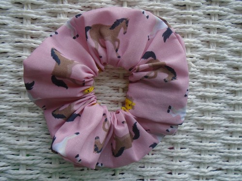 Pink horse hair scrunchie - pink,