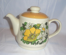 VINTAGE SADLER TEAPOT LIGHT CREAM WITH FLORAL PATTERN