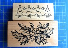 Craft Stamps. Christmas. PSX  .Anita. Large Holly.Tree Border .Rubbers Good. SBB