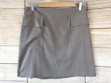 Warehouse Womens Mini Skirt Size 12 Beige Brown  Houndstooth Short A-Line