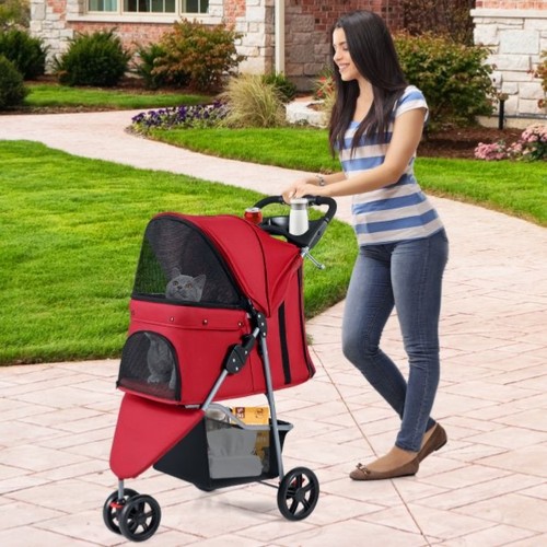 Folding wheel pet stroller - folding,