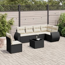  Garden Sofa Set Black PE