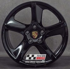 R165BG Swap PORSCHE CAYENNE 4x 20" GENUINE SPORT TECHNO GLOSS BLACK ALLOY WHEELS