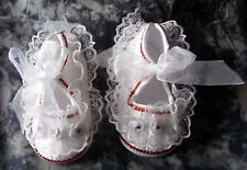 BABY BLING. Romany White Lace Christening, Wedding Shoes. 6-12 Months.