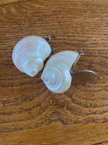 Pair antique seashell snuff - seashell,