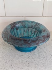 Vintage George Davidson Glass Bowl, Blue Purple, art deco 