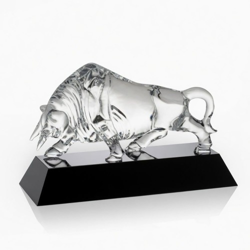 Crystal bull sculpture - sculpture, on