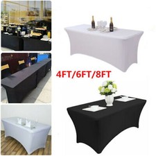 4FT, 6FT, 8FT Rectangular Stretch Tight Folding Table Cover Trestle Table cloth