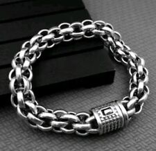 Men Solid Stainless Steel 12mm Gun Metal 22cm Motorcycle Chain Bracelet Gift