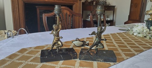 Pair cherub lights antique - pair, of