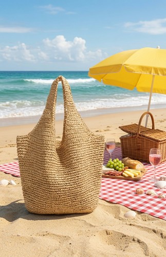 Slouchy raffia tote bag - slouchy,