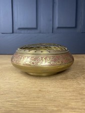vintage Indian brass Flower Frog, rose flower bowl With floral designs