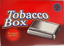 Tobacco Box, Silver Metal Tobacco Tin 1oz