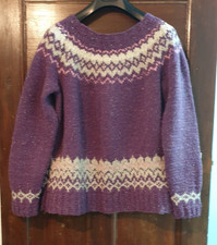 fairisle nordic icelandic hand knit chunky festive jumper M-L
